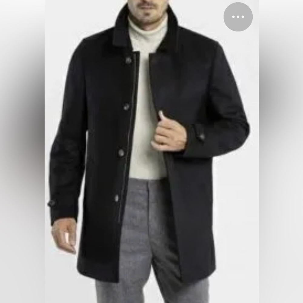 Schneider Cashmere Dark Green Gray Trench Coat with removable liner.